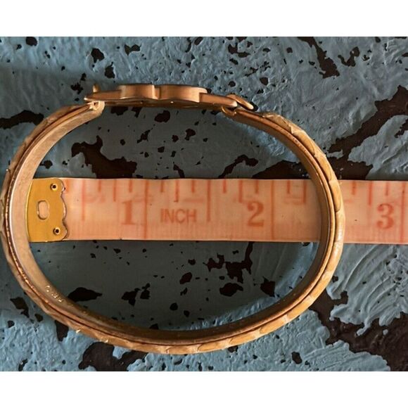 Women's Vintage Yellow Snakeskin Italy Mod. Dep 24KT Gold Plated Bracelet Gucci - Picture 12 of 12